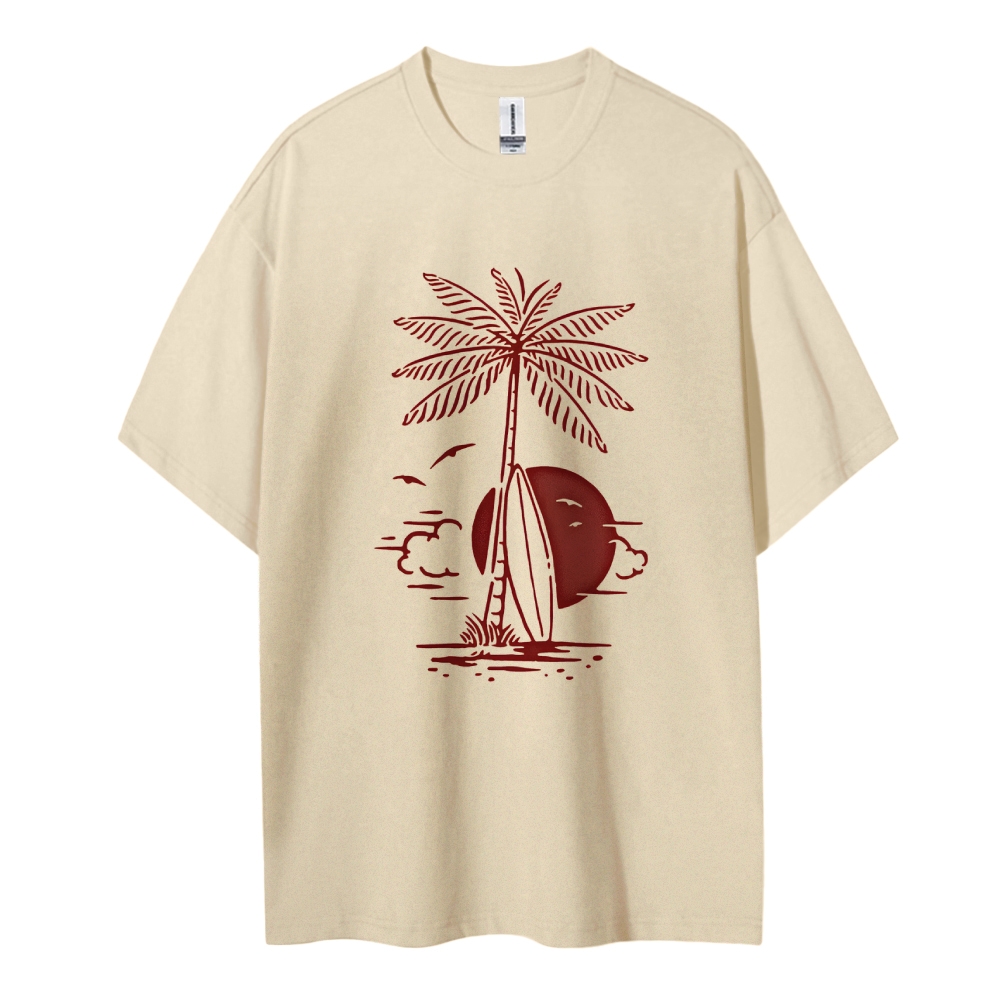 Cotton T-Shirt | Surf Unisex Fit Coconut Tree | TIDESENCE