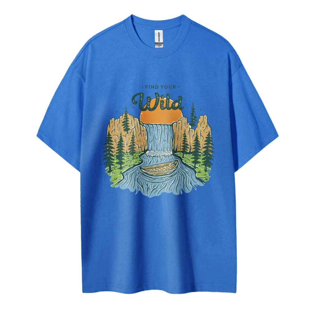 Cotton T-Shirt | Forest Landscape Unisex Fit Find Your Wild | TIDESENC