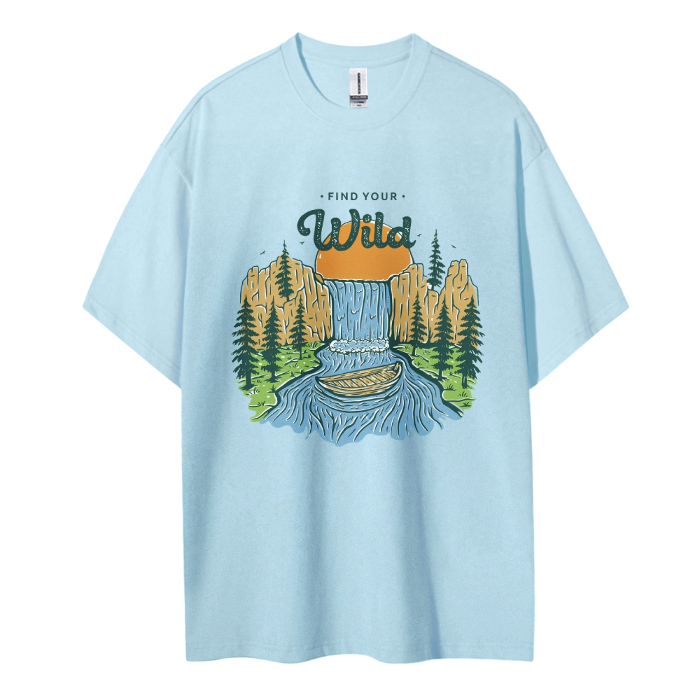 Cotton T-Shirt | Forest Landscape Unisex Fit Find Your Wild | TIDESENC