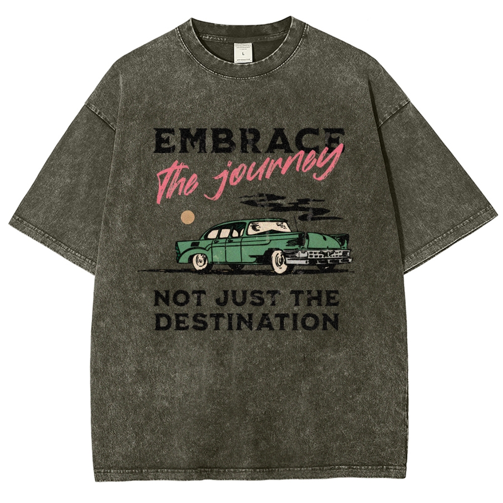 Washed T-Shirt | Unisex Fit Embrace The Journey | TIDESENCE