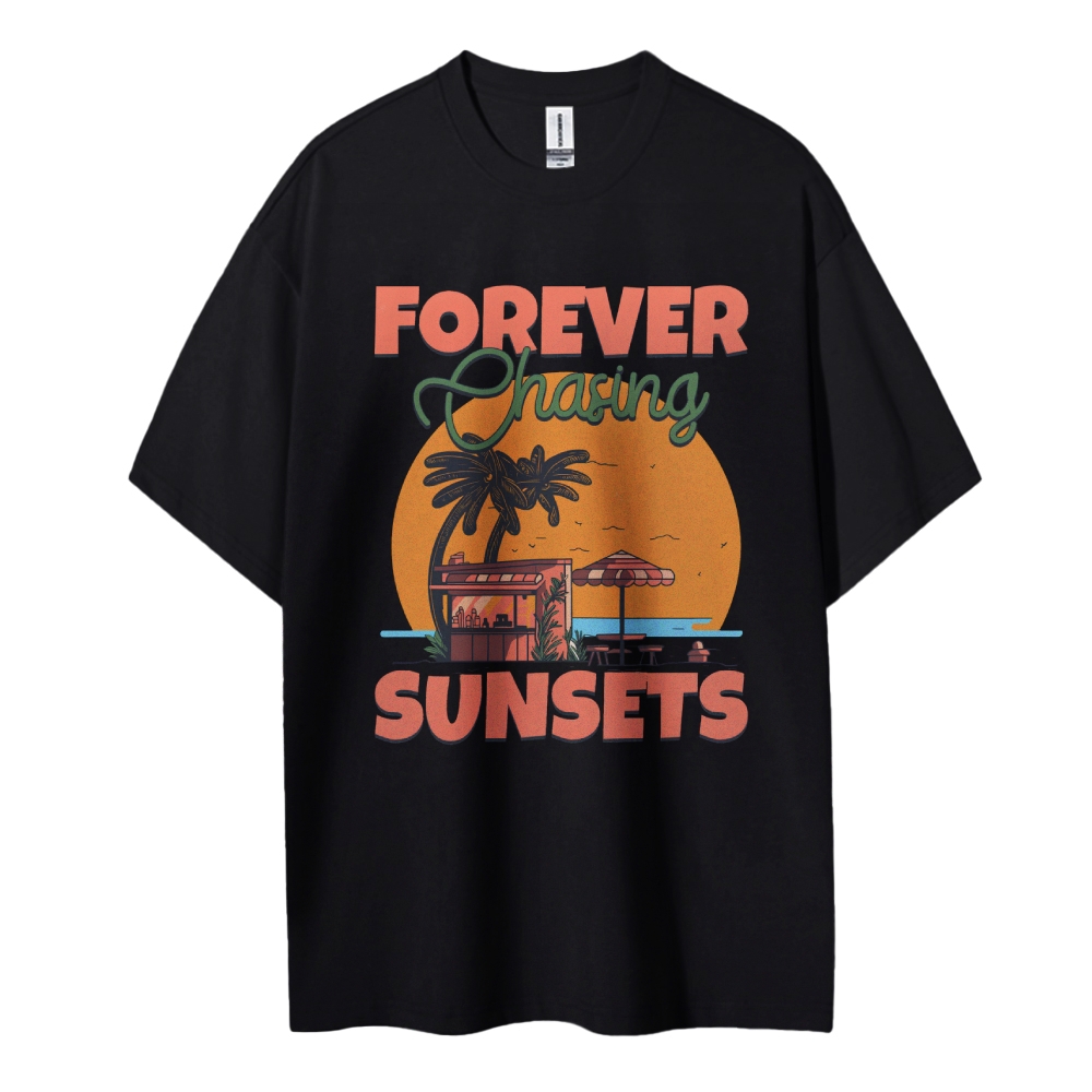 Cotton T-Shirt | Landscape Unisex Fit Forever Chasing Sunsets | TIDESENCE