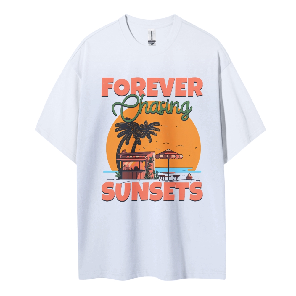 Cotton T-Shirt | Landscape Unisex Fit Forever Chasing Sunsets | TIDESE