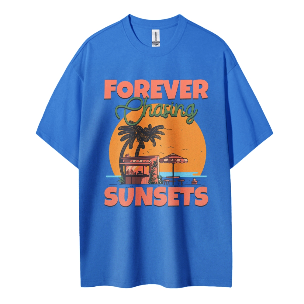 Cotton T-Shirt | Landscape Unisex Fit Forever Chasing Sunsets | TIDESE