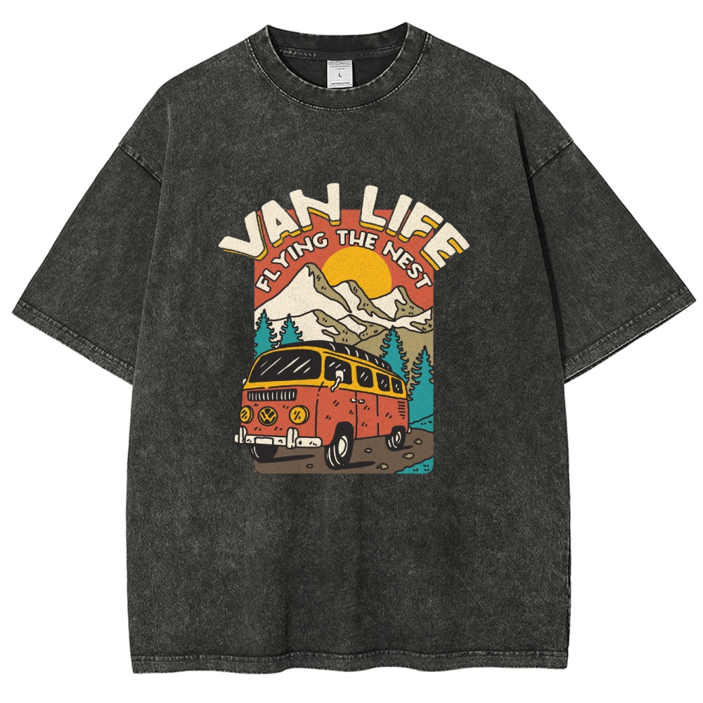 Washed T-Shirt | Adventure Journey Unisex Fit Van Life | TIDESENCE