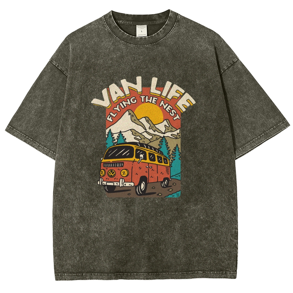 Washed T-Shirt | Adventure Journey Unisex Fit Van Life | TIDESENCE