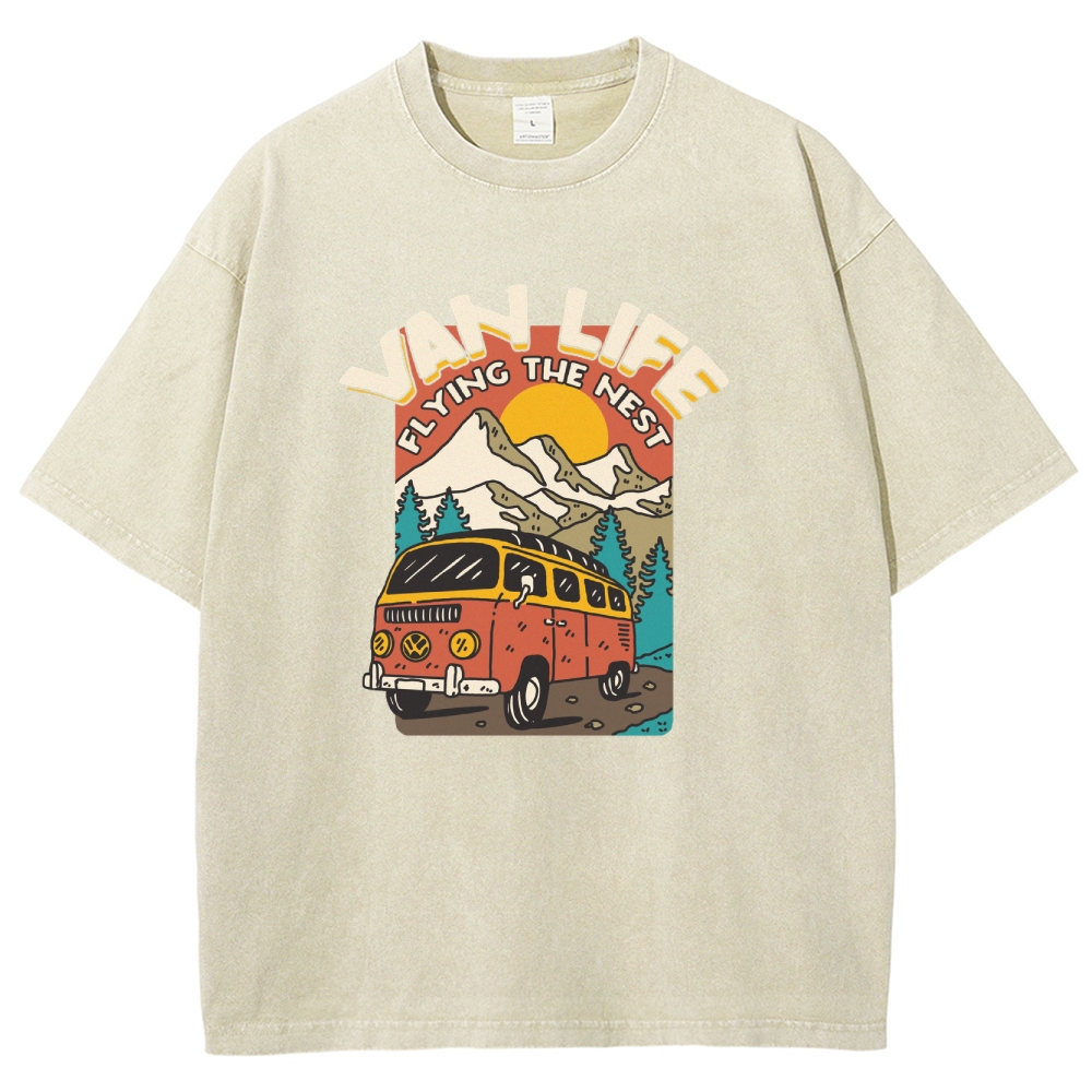 Washed T-Shirt | Adventure Journey Unisex Fit Van Life | TIDESENCE