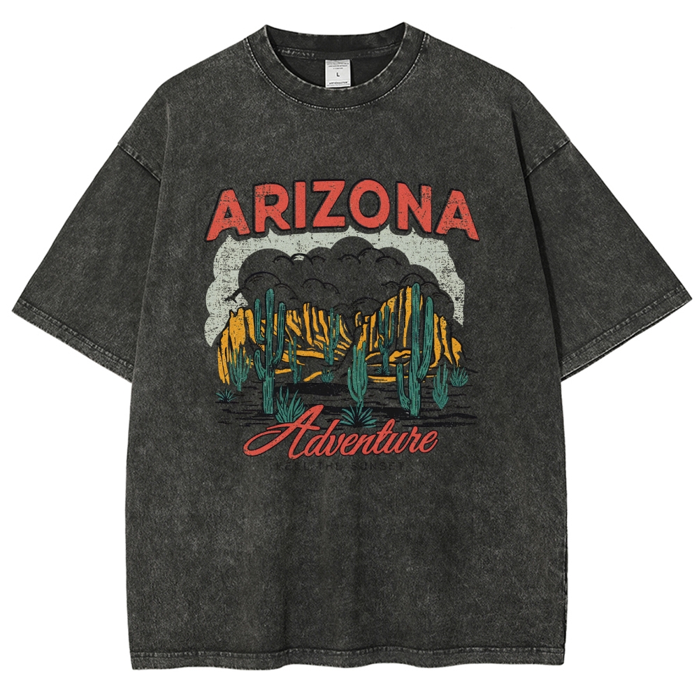 Washed T-Shirt | Arizona Desert Adventure Unisex Fit | TIDESENCE