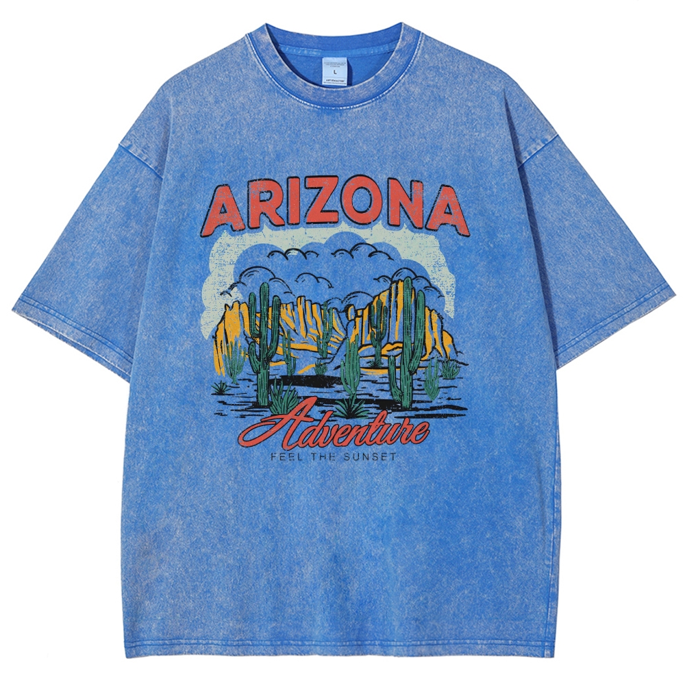 Washed T-Shirt | Arizona Desert Adventure Unisex Fit | TIDESENCE