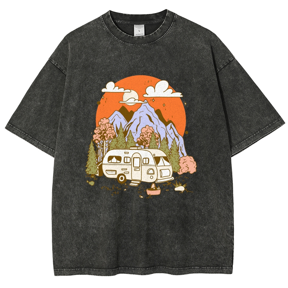 Washed T-Shirt | Landscape RV Journey Unisex Fit | TIDESENCE