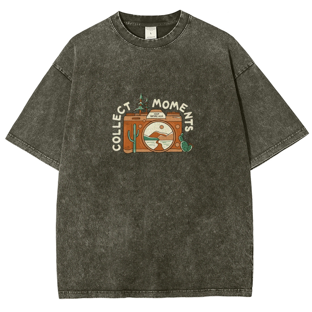 Washed T-Shirt | Landscape Camera Unisex Fit Collect Moment | TIDESENC