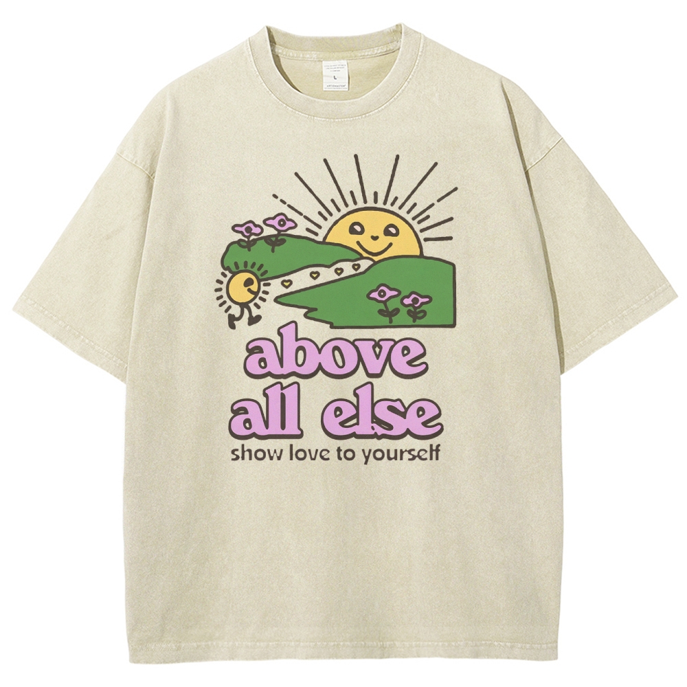Washed T-Shirt | Unisex Fit Show Love To Yourself | TIDESENCE