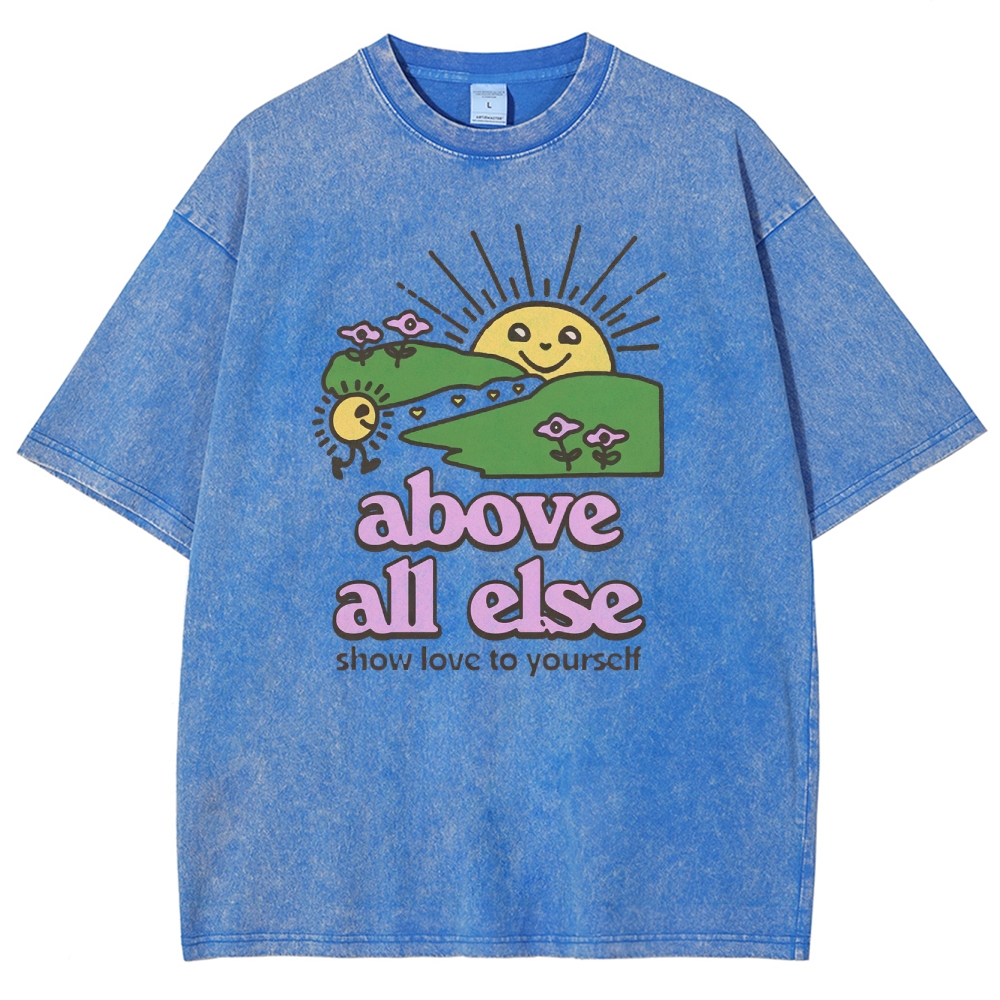Washed T-Shirt | Unisex Fit Show Love To Yourself | TIDESENCE
