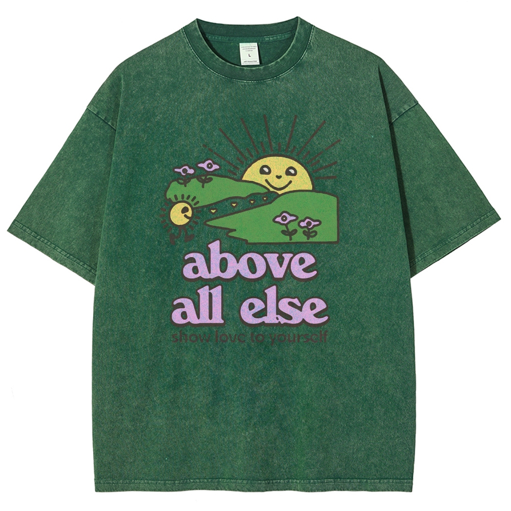 Washed T-Shirt | Unisex Fit Show Love To Yourself | TIDESENCE