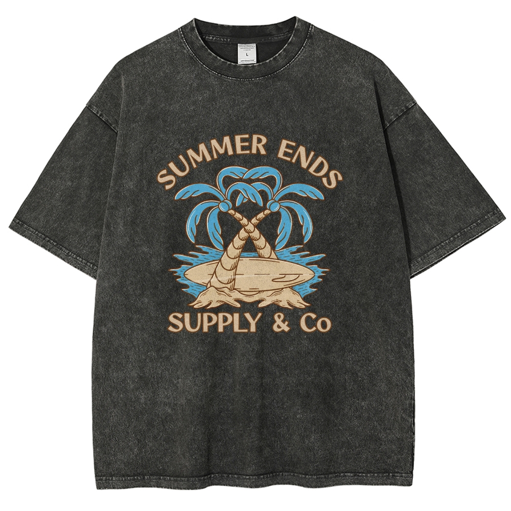 Washed T-Shirt | Summer Holiday Unisex Fit Supply & Go | TIDESENCE