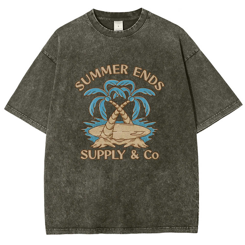 Washed T-Shirt | Summer Holiday Unisex Fit Supply & Go | TIDESENCE