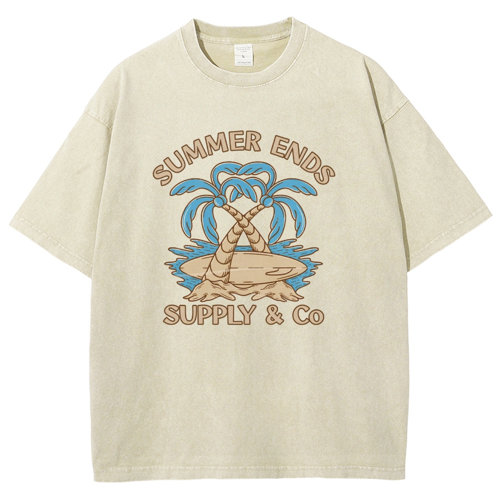Washed T-Shirt | Summer Holiday Unisex Fit Supply & Go | TIDESENCE