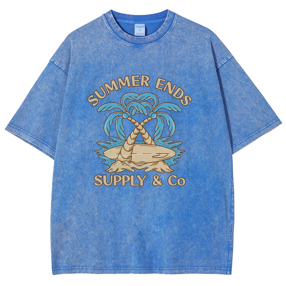 Washed T-Shirt | Summer Holiday Unisex Fit Supply & Go | TIDESENCE