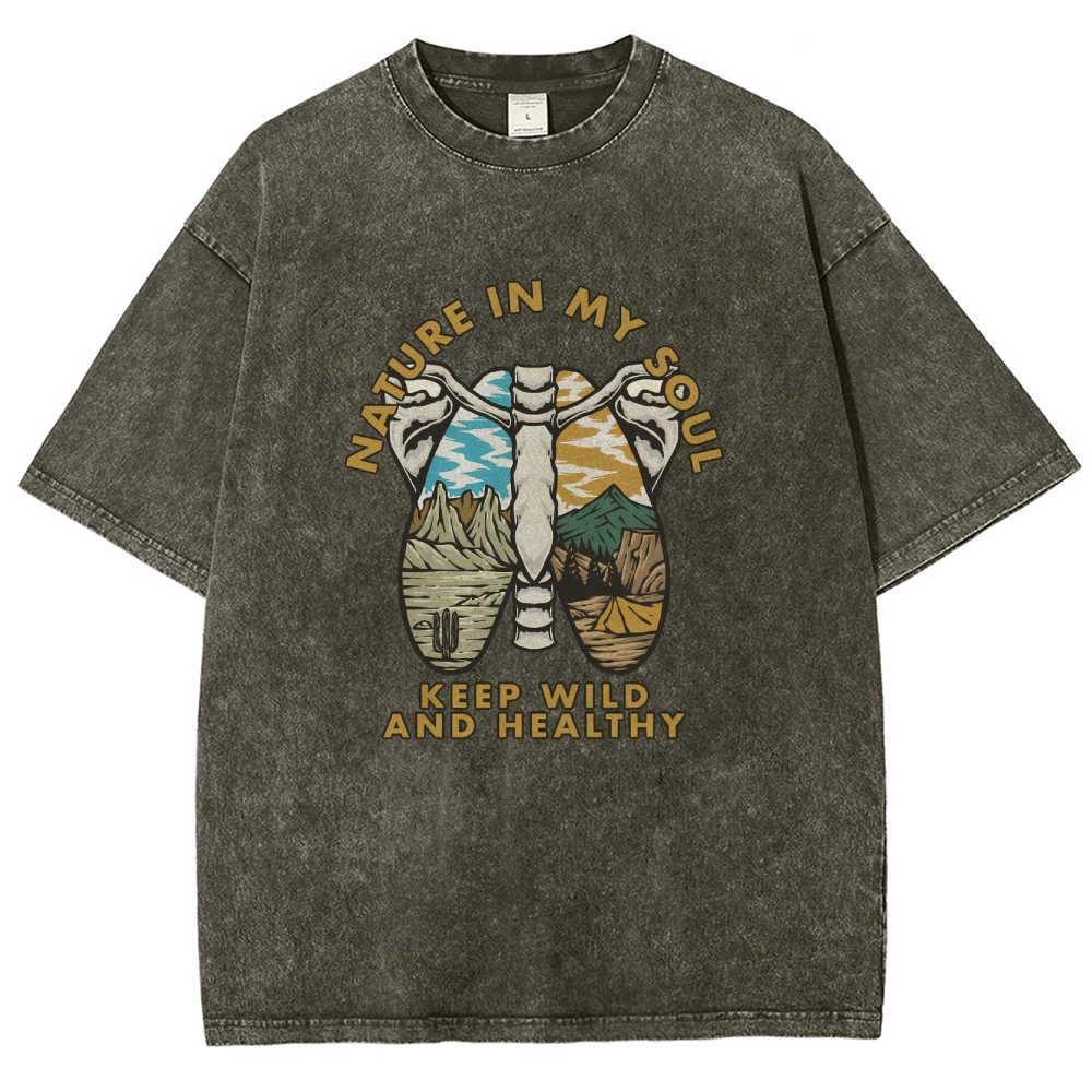 Washed T-Shirt | Landscape Unisex Fit Nature In My Soul | TIDESENCE
