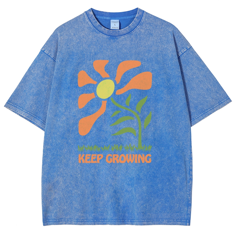 Washed T-Shirt | Sunflower Unisex Fit Keep Growing | TIDESENCE