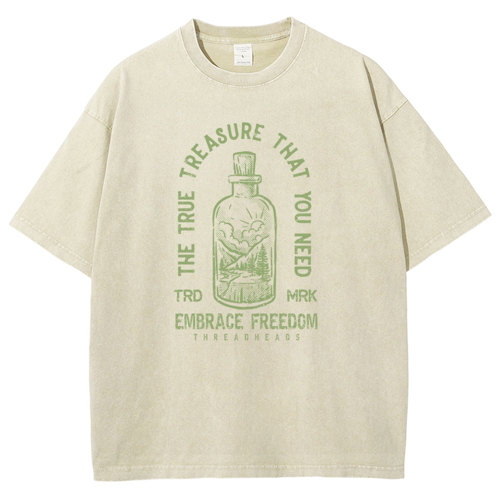 Washed T-Shirt | Embrace Freedom Unisex Fit True Treasure | TIDESENCE