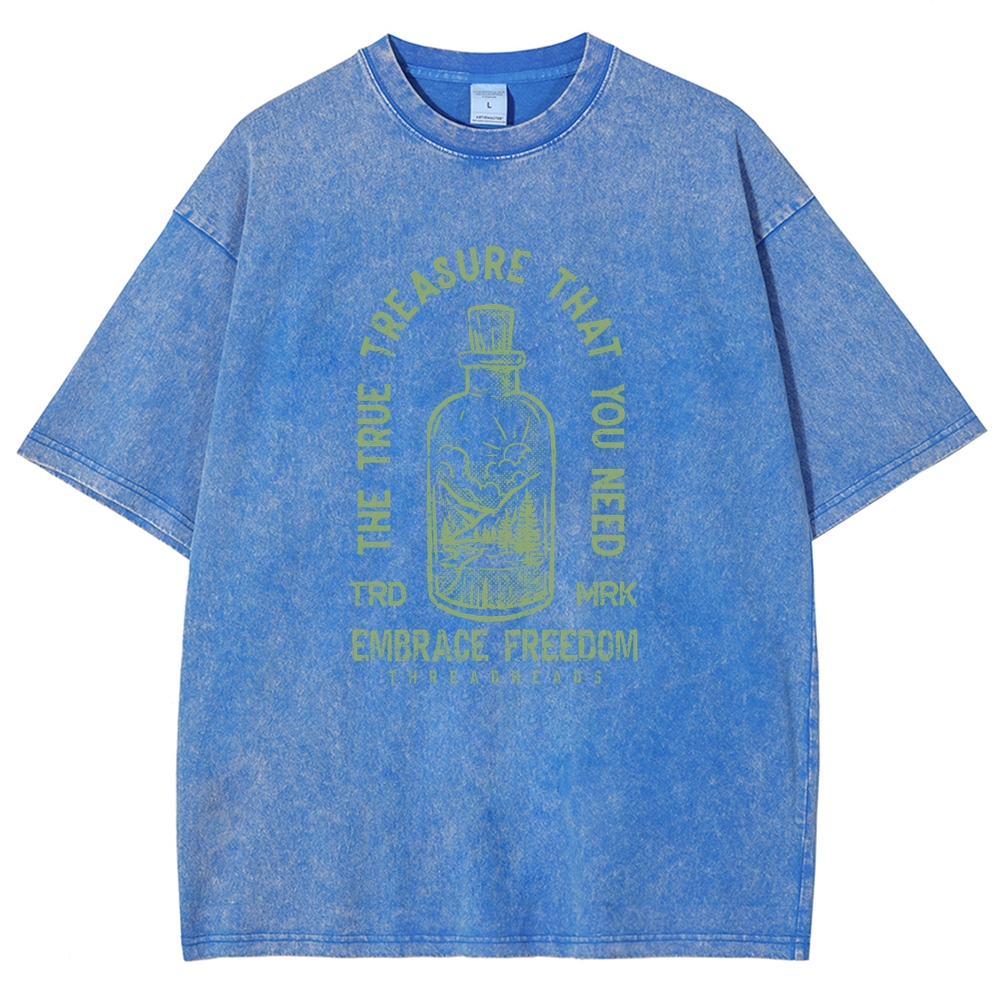 Washed T-Shirt | Embrace Freedom Unisex Fit True Treasure | TIDESENCE