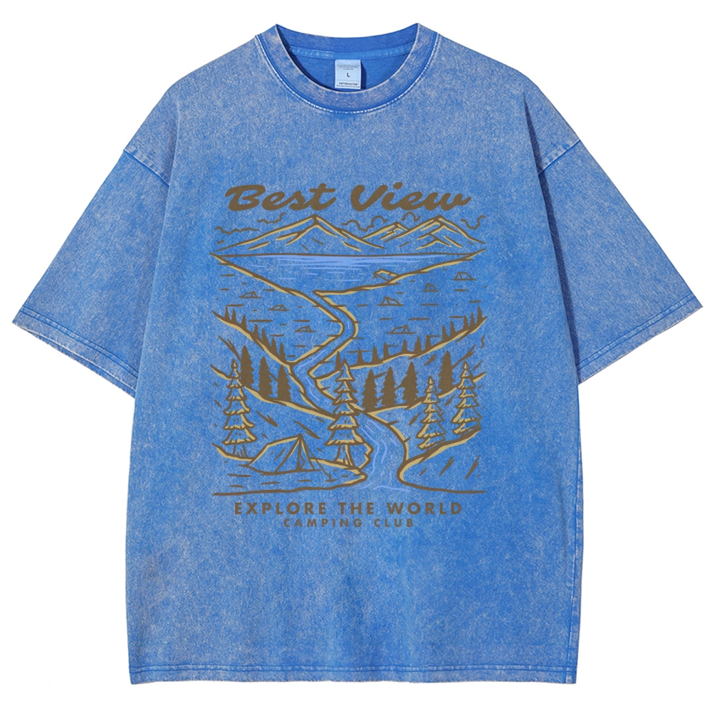 Washed T-Shirt | Best View Unisex Fit Explore The World | TIDESENCE