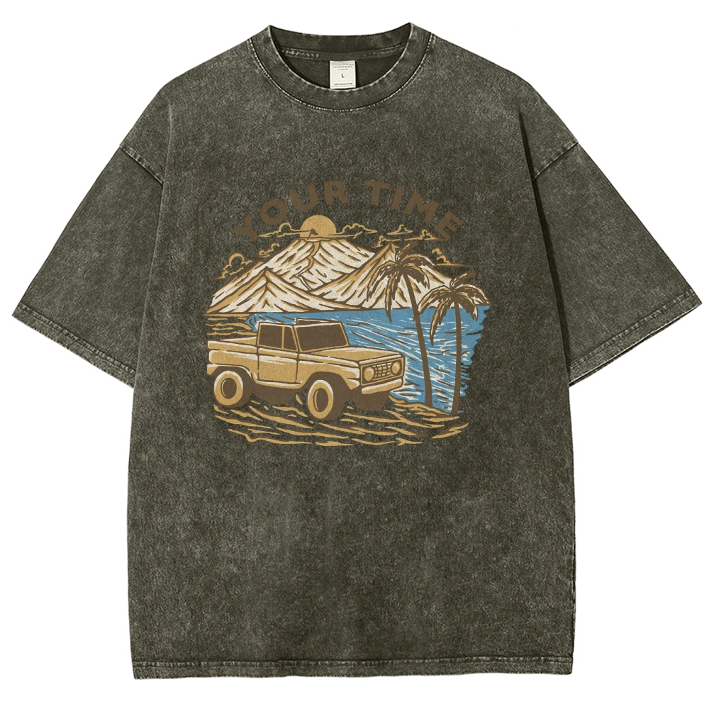 Washed T-Shirt | Beach Surf Journey Unisex Fit TEE | TIDESENCE