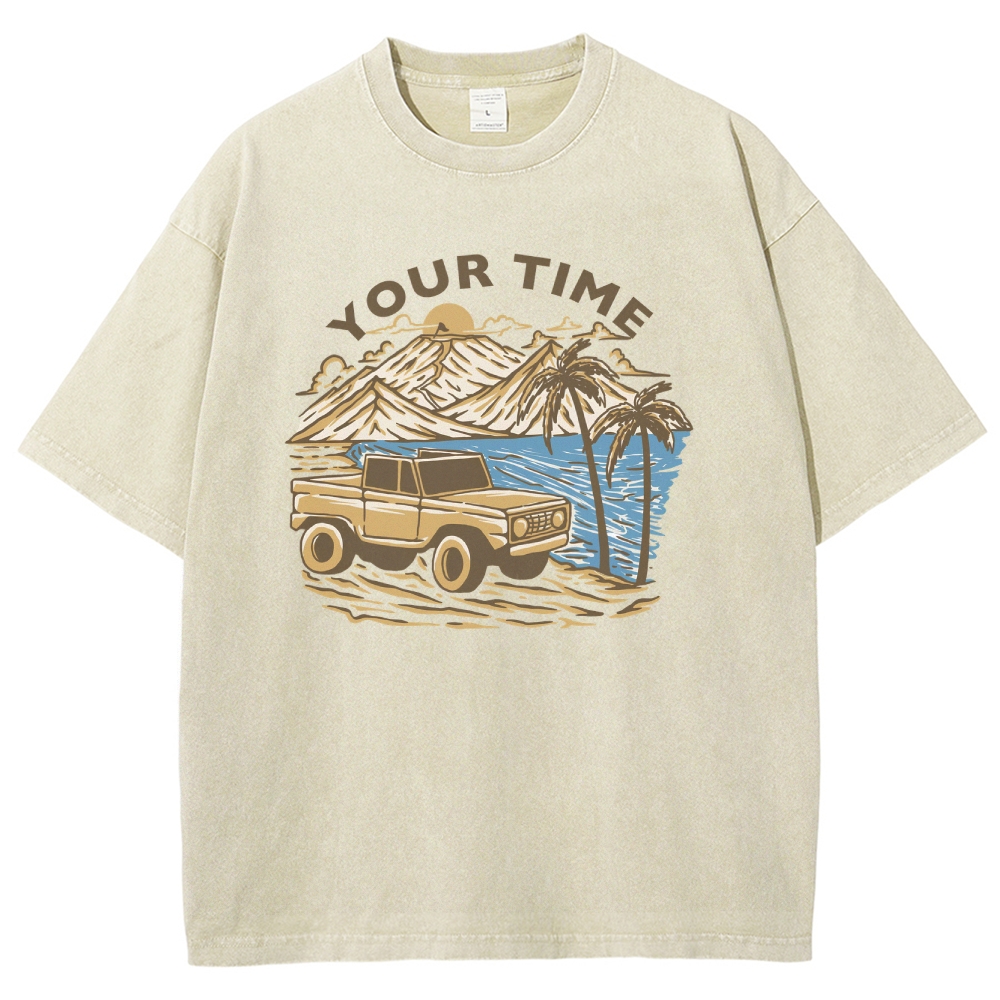 Washed T-Shirt | Beach Surf Journey Unisex Fit TEE | TIDESENCE