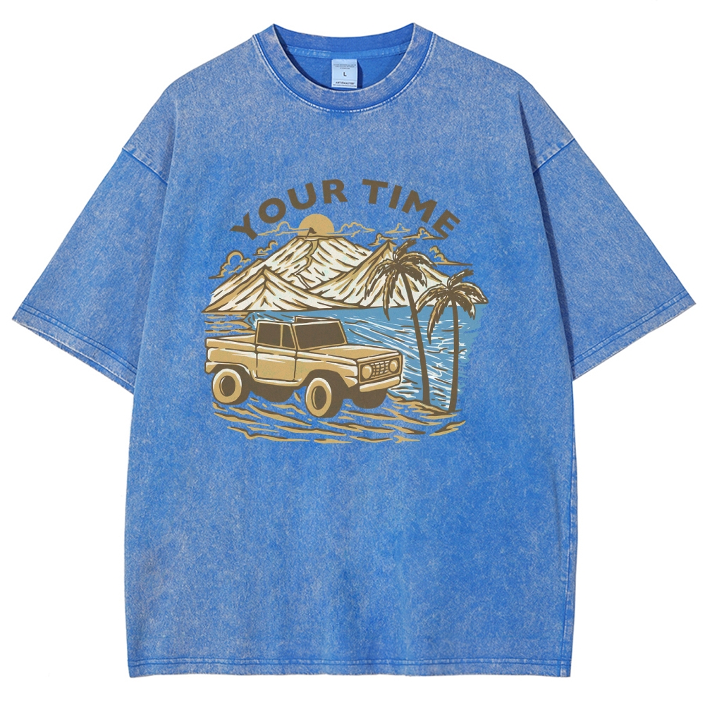 Washed T-Shirt | Beach Surf Journey Unisex Fit TEE | TIDESENCE