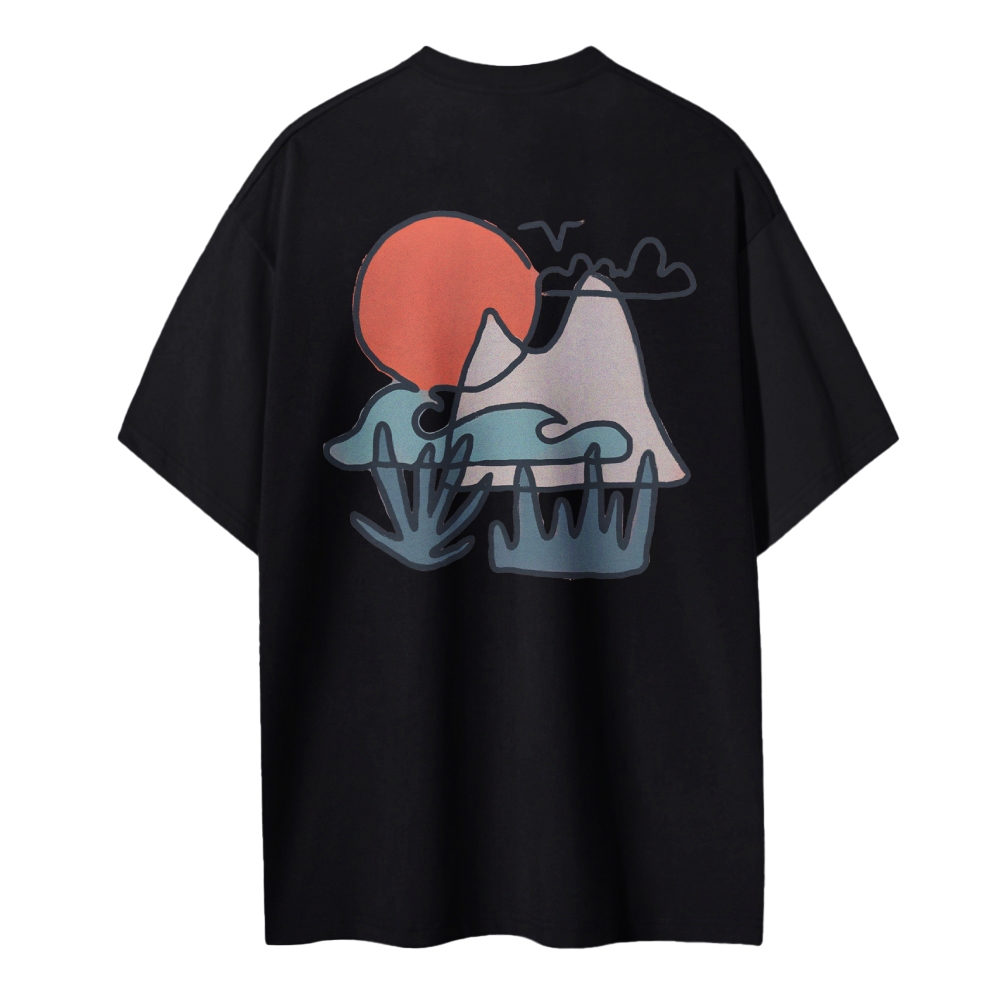 Cotton T-Shirt | Unisex Fit Oversize Landscape | TIDESENCE