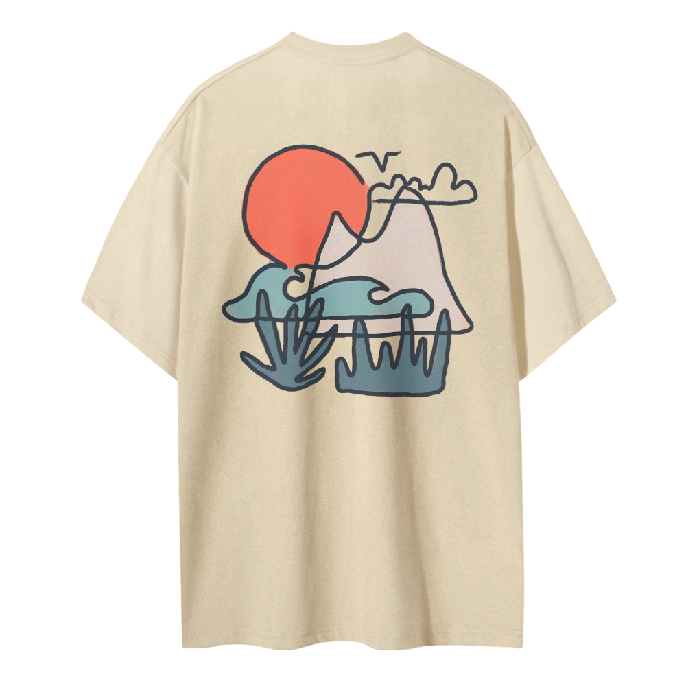 Cotton T-Shirt | Unisex Fit Oversize Landscape | TIDESENCE