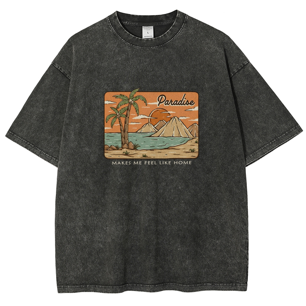 Washed T-Shirt | Unisex Fit Landscape Paradise TEE | TIDESENCE