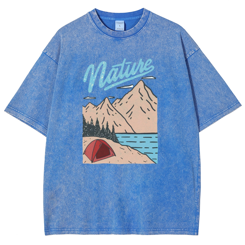 Washed T-Shirt | Unisex Landscape Adventure Outdoor Camping | TIDESENC