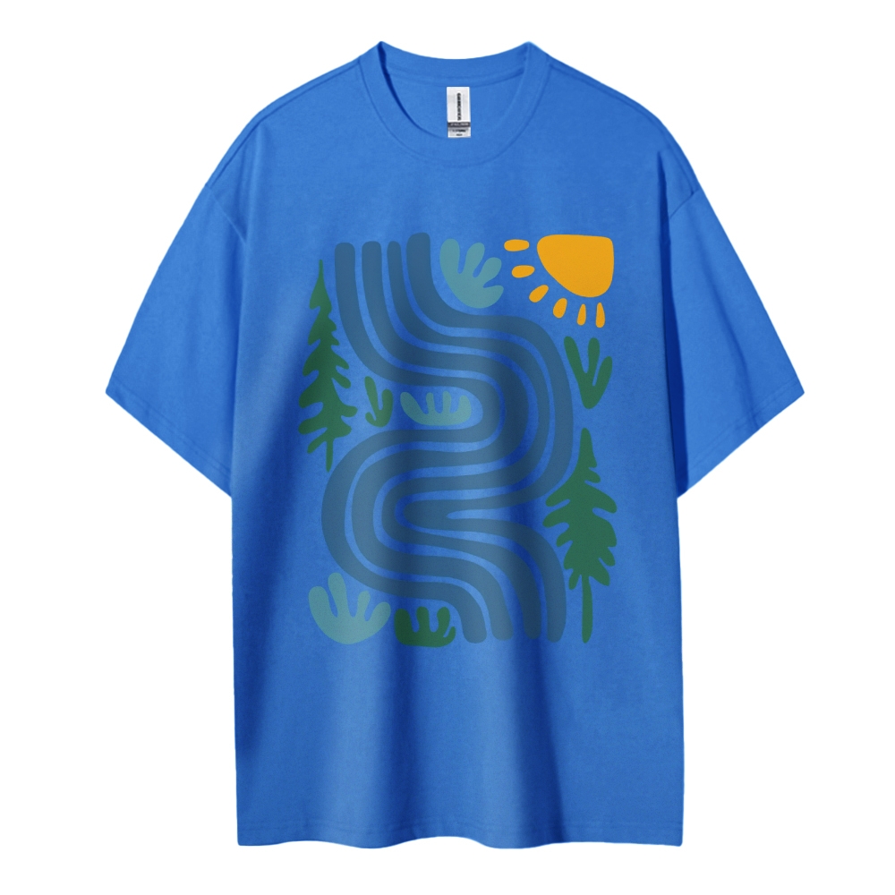 Cotton T-Shirt | Unsex Fit Forest River TEE | TIDESENCE