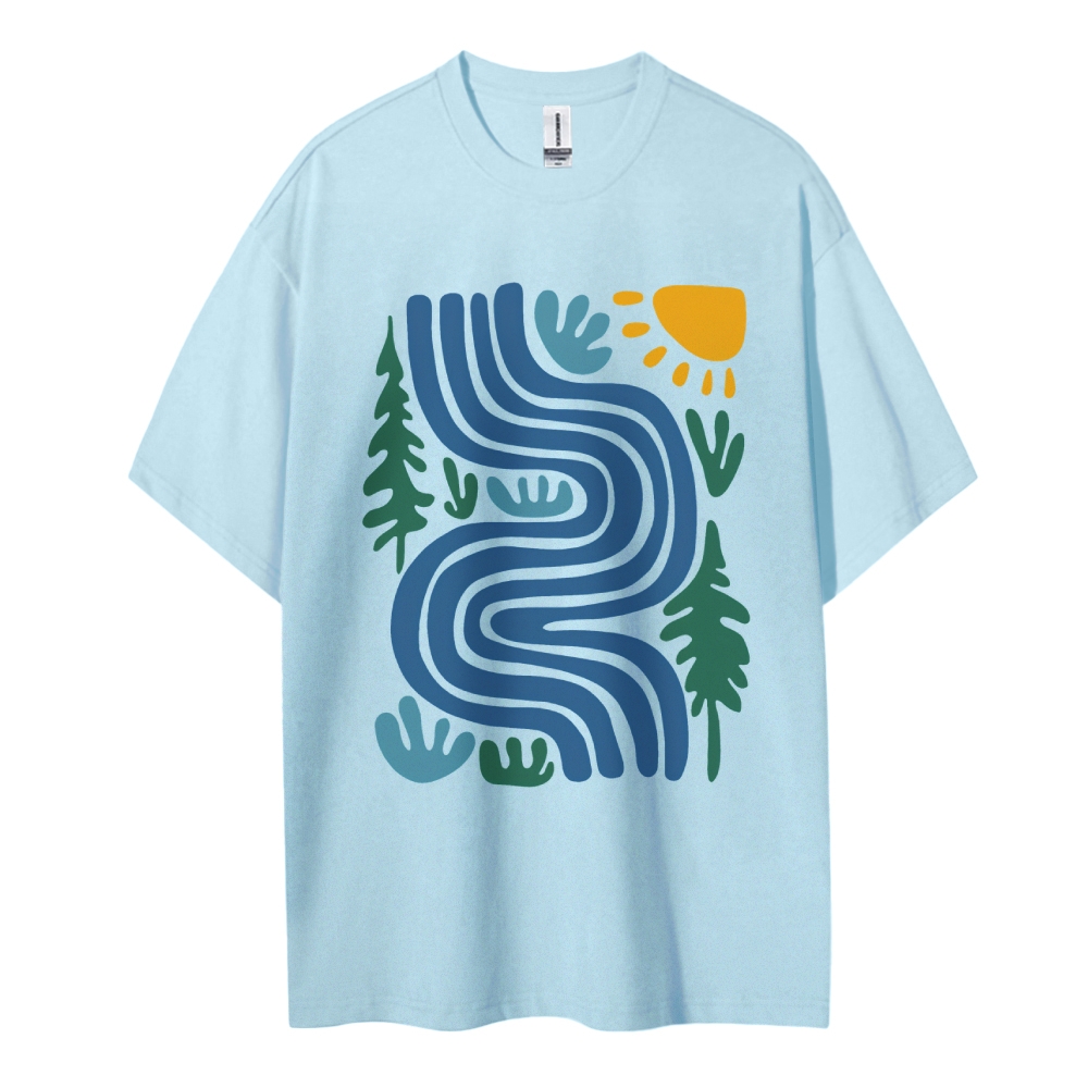 Cotton T-Shirt | Unsex Fit Forest River TEE | TIDESENCE