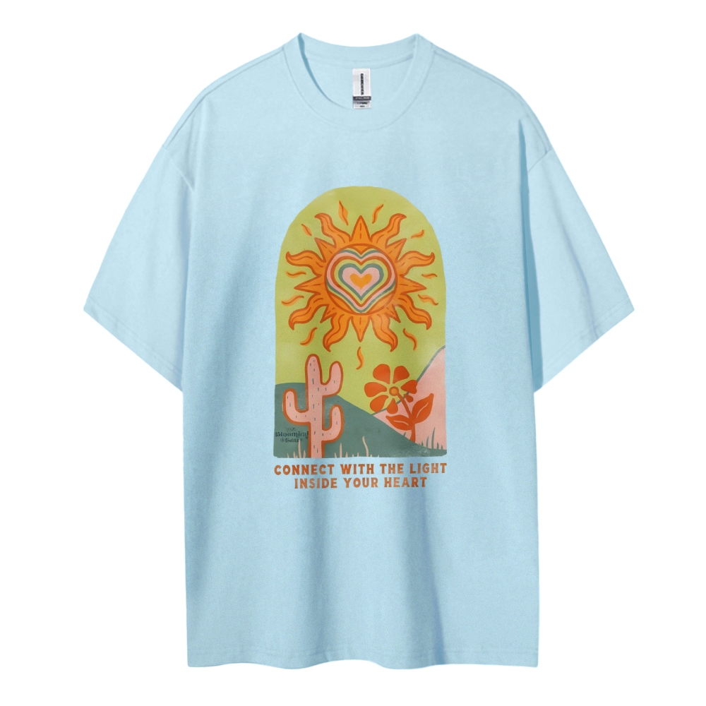 Cotton T-Shirt | Unisex Hippie Sun TEE | TIDESENCE