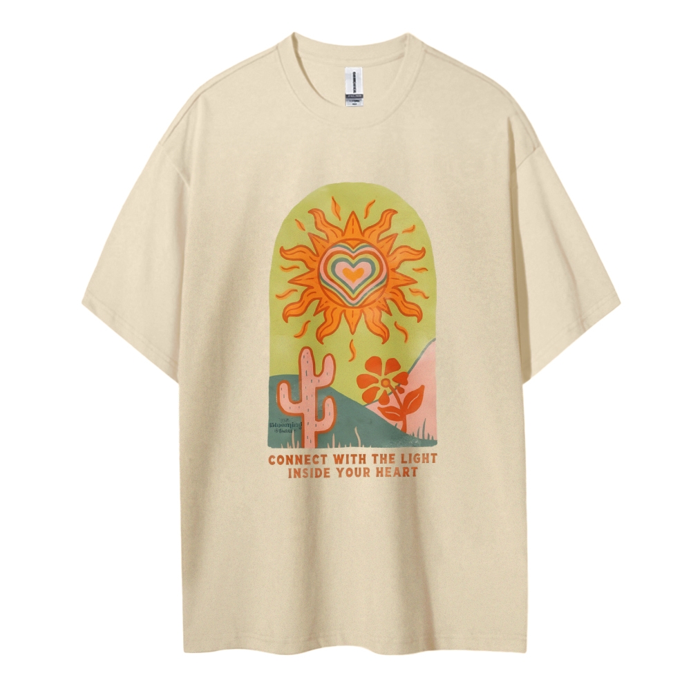 Cotton T-Shirt | Unisex Hippie Sun TEE | TIDESENCE