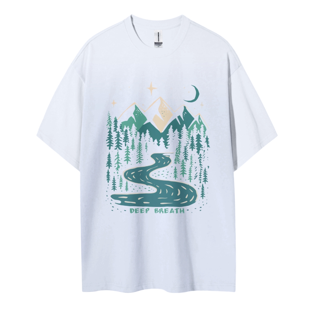 Cotton T-Shirt | Landscape Deep Breath Unisex Fit TEE | TIDESENCE