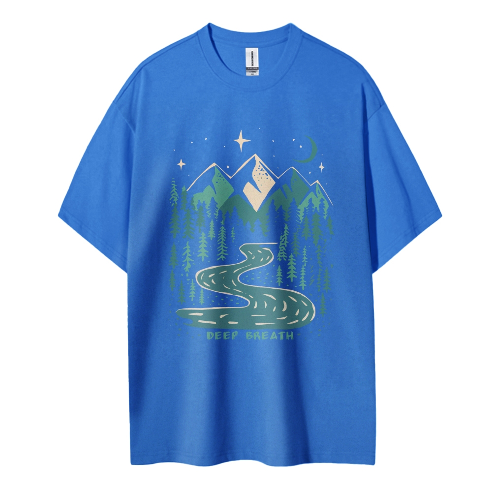 Cotton T-Shirt | Landscape Deep Breath Unisex Fit TEE | TIDESENCE