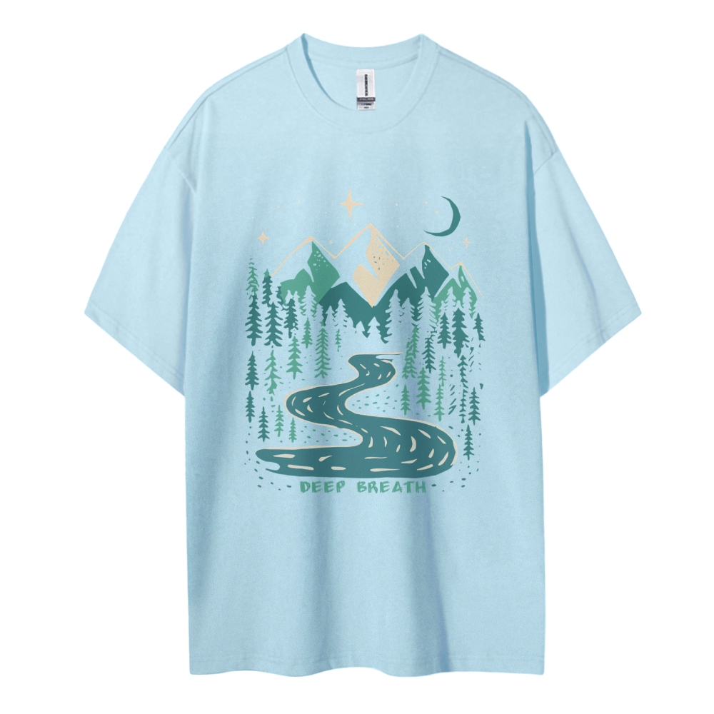 Cotton T-Shirt | Landscape Deep Breath Unisex Fit TEE | TIDESENCE
