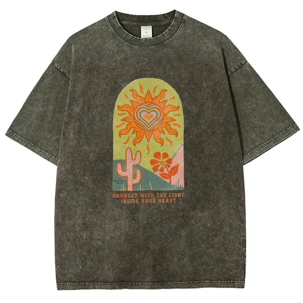 Washed T-Shirt | Unisex Fit Light Inside Your Heart Tee | TIDESENCE