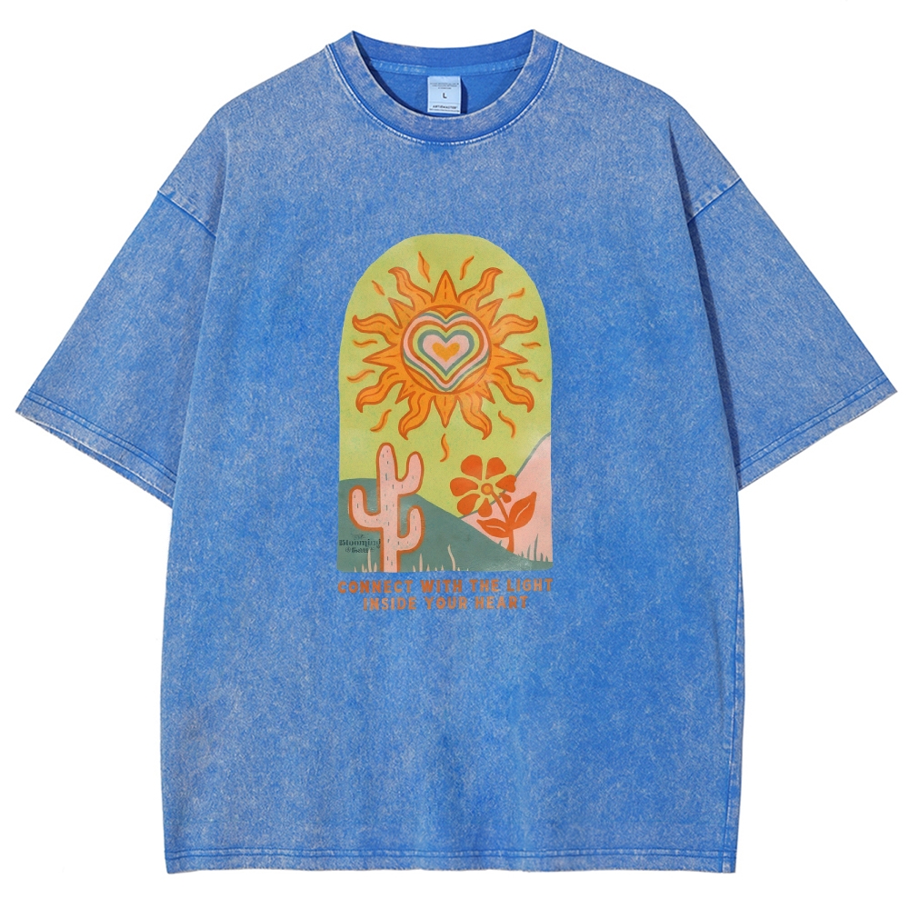 Washed T-Shirt | Unisex Fit Light Inside Your Heart Tee | TIDESENCE