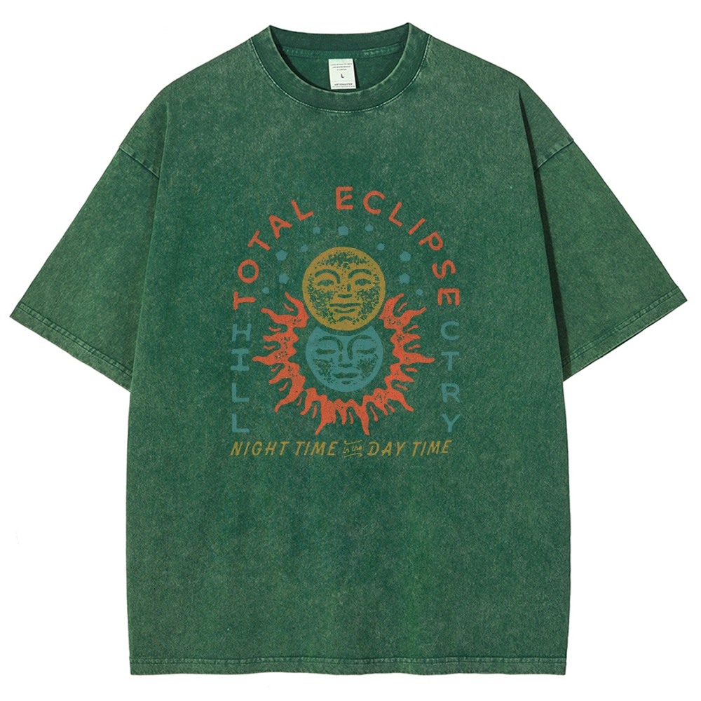 Washed T-Shirt | Unisex Fit Hippie Sun Graphic Tee | TIDESENCE