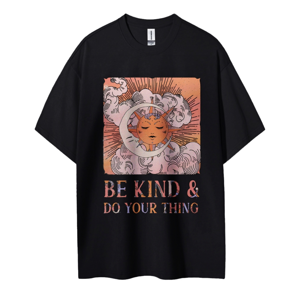 Cotton T-Shirt | Unisex Fit Hippie Sun & Moon Graphic Tee | TIDESENCE