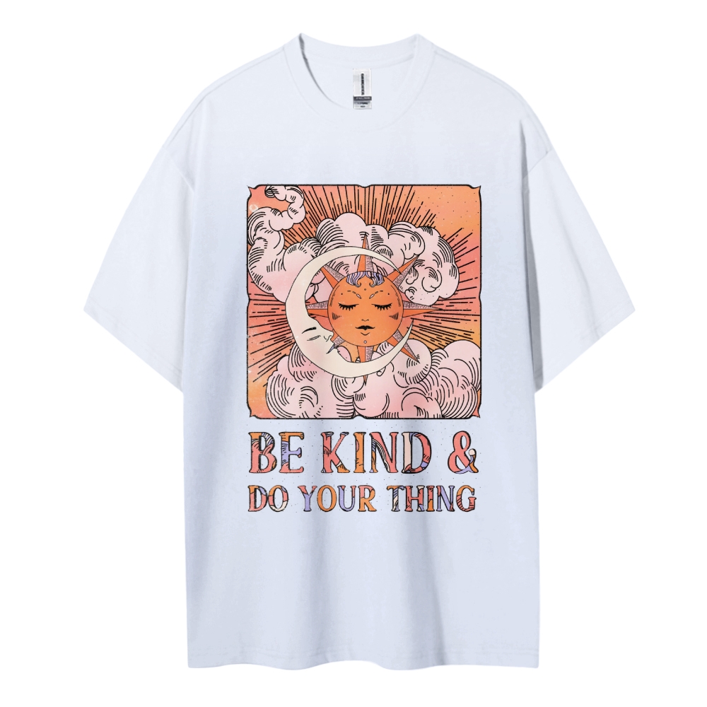 Cotton T-Shirt | Unisex Fit Hippie Sun & Moon Graphic Tee | TIDESENCE