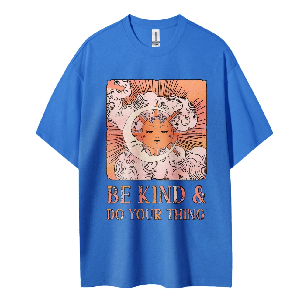 Cotton T-Shirt | Unisex Fit Hippie Sun & Moon Graphic Tee | TIDESENCE