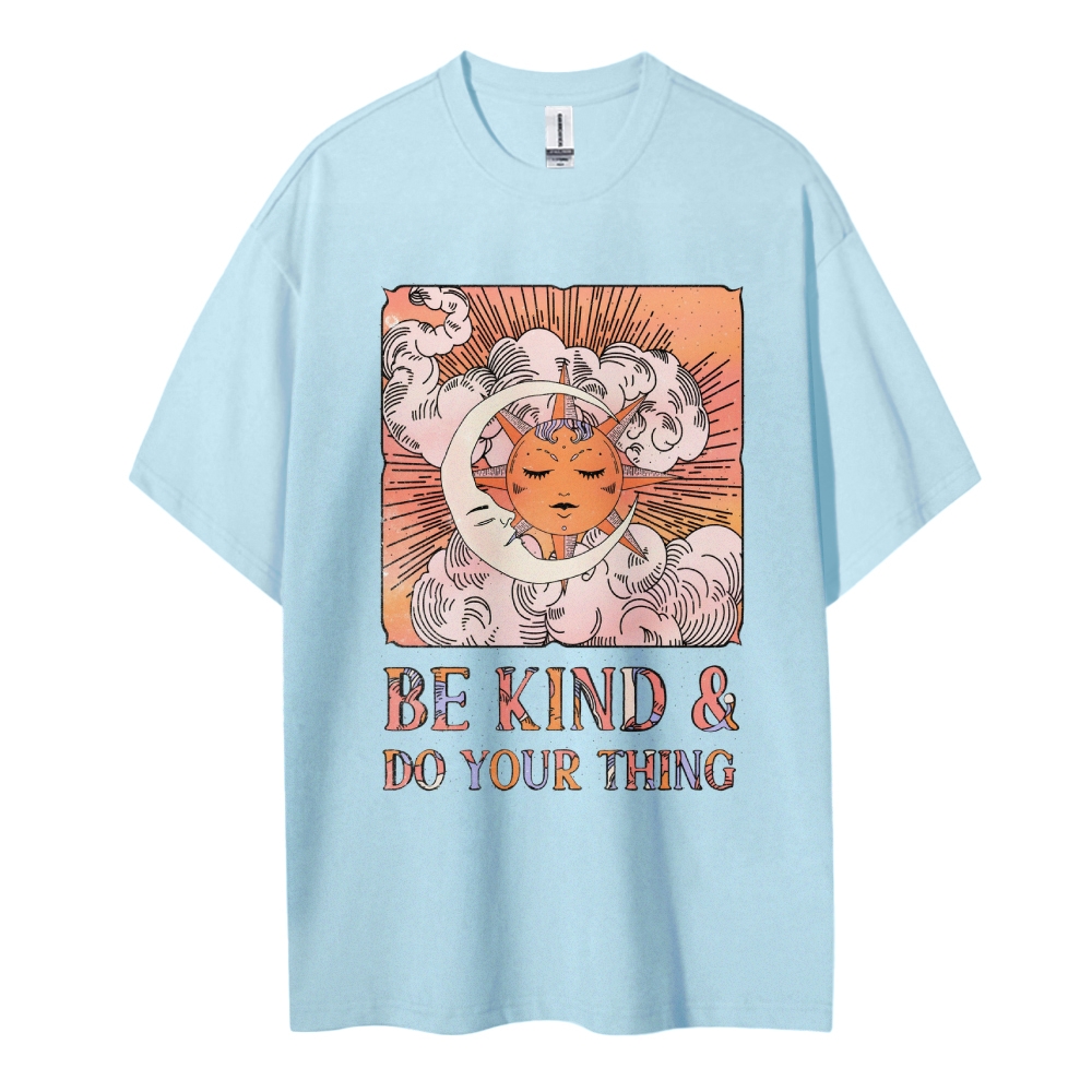 Cotton T-Shirt | Unisex Fit Hippie Sun & Moon Graphic Tee | TIDESENCE