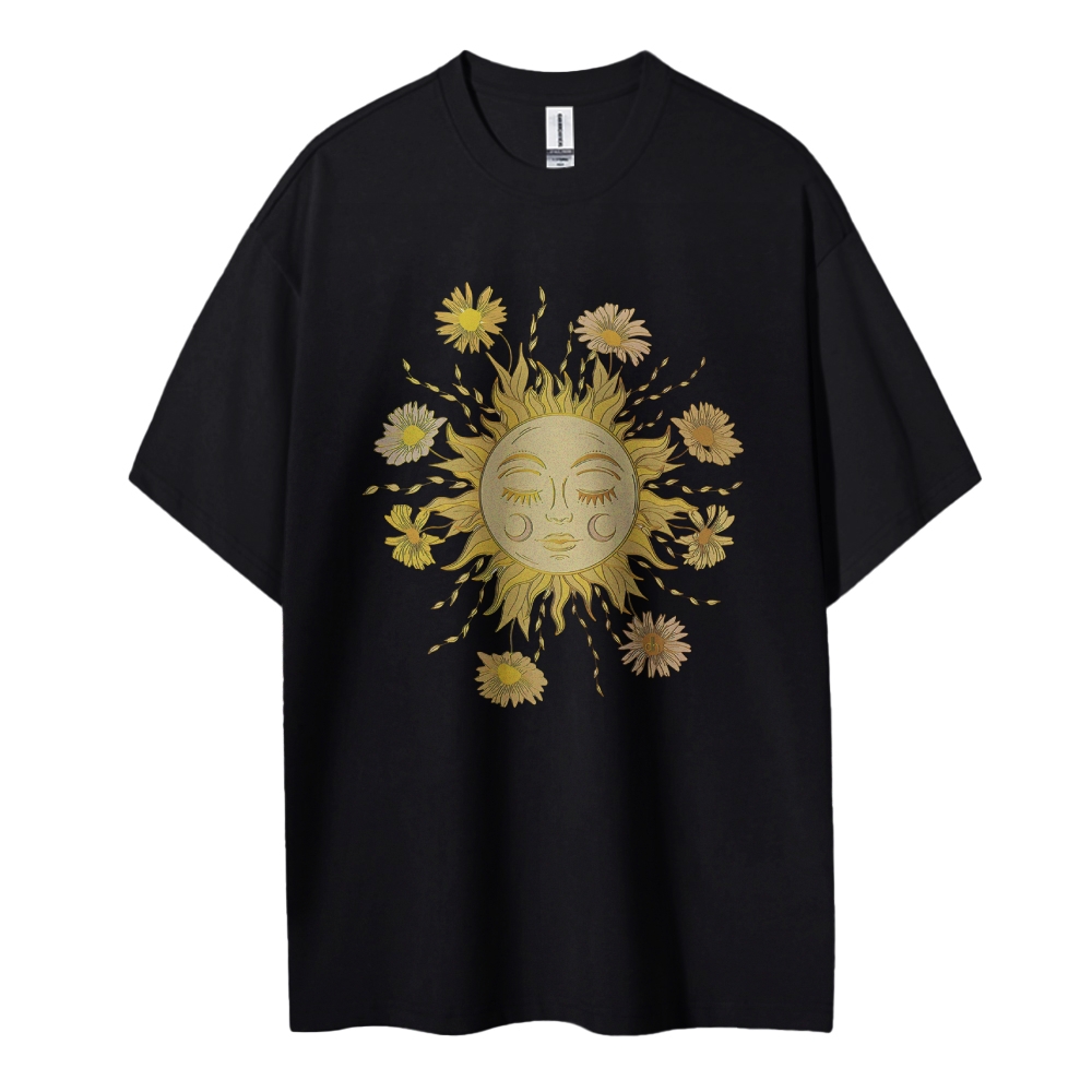 Cotton T-Shirt | Unisex Fit Hippie Sun Graphic Tee | TIDESENCE