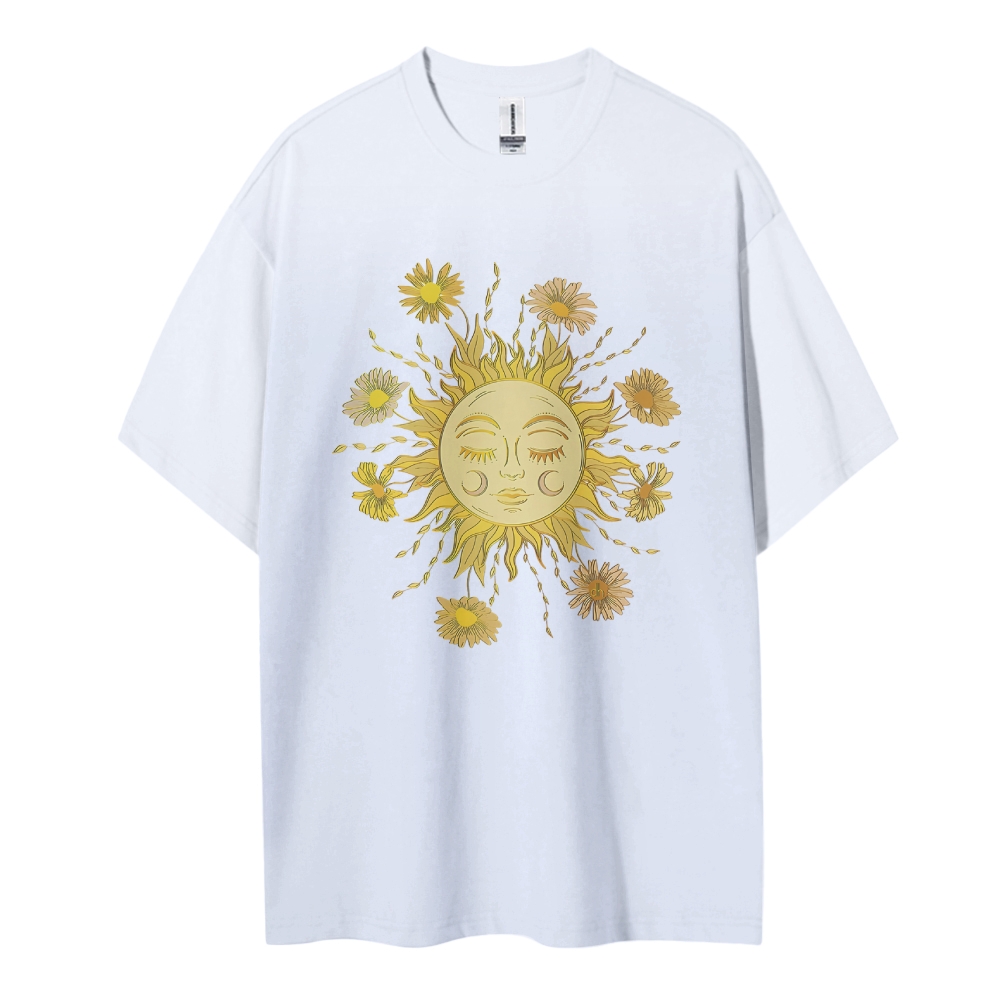 Cotton T-Shirt | Unisex Fit Hippie Sun Graphic Tee | TIDESENCE
