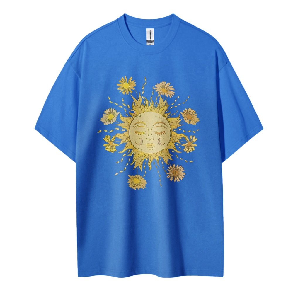 Cotton T-Shirt | Unisex Fit Hippie Sun Graphic Tee | TIDESENCE